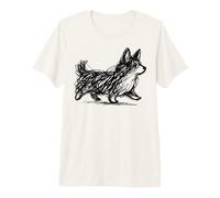 Corgi Dog Abstract Scribble Minimal Cute Art Animal Lover Premium T-Shirt