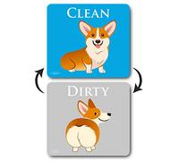 Corgi Dog Butt Funny Dishwasher Magnet Clean Dirty Sign, Reversible Clean Dirty Magnet for Dishwasher, Funny Corgi Butt Magnets, Strong & Universal Kitchen Dish Indicator, 3.5x3.1