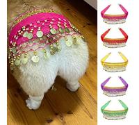 Corgi Dog Costume for Dogs,Dog Belly Dancer Skirt,Dog Waist Chain Butt Curtain Clothes,Corgi Dog Costume Belly Dance Style with Sequin,Passionate Puppy Shaking Hip Dance Hip Scarf Decoration for Dogs