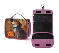 Corgi Dog Dressed As A Witch Travel Toiletry Bag for Women,Hanging Makeup Organizer with Hook for Shampoo