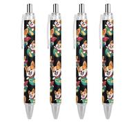 Corgi Dog Earth Warrior Retractable Roller Ballpoint Pens Blue Ink 0.5mm Fine Point Writing Pen Office Supplies 4 Pcs pattern 2952