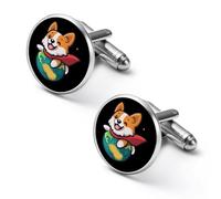 Corgi Dog Earth Warrior Shirt Cufflinks for Men Cuff Links Tie Father Husband Wedding Business 1.7cm