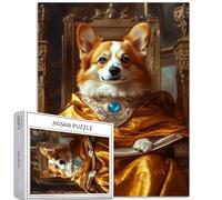 Corgi Dog Emperor Style 1000 Piece Jigsaw Puzzles for Adults Ancient Roman Throne Scene Art Jigsaw Puzzle Colorful DIY Puzzles for Home Decoration Gifts Family Puzzle Perfect for Game Nights 50×70cm