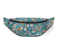 Corgi Dog Flower Waist Bag Pack for Women Men Kids Girls Boys Fanny Pack Bumbags Pouch Purses Belt Bag for Travel Sport Running