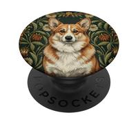 Corgi Dog in the style of William Morris Arts PopSockets Adhesive PopGrip