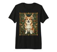 Corgi Dog in the Style of William Morris Arts Premium T-Shirt