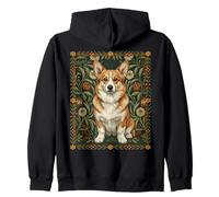 Corgi Dog in the style of William Morris Arts Zip Hoodie