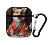Corgi Dog Japanese Food Earphone Case Cover Compatible with AirPods 1&2 Shockproof Bluetooth Headset Case Black-style