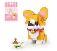 Corgi Dog Micro Building Blocks Set, 160+PCS Cute Animal MOC Mini Dog Assembly Desk Ornament Display Brick Model, Collectible Mini Brick Decor for Adult & Youth