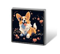 Corgi Dog on Dark Background Lapel Pin, Metal Square Lapel Pins, Fashion Badge for Shirts, Jackets, Hats
