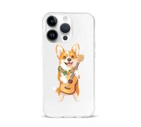 Corgi Dog Playing Ukulele Guitar Case Compatible with iPhone 15 15 Air 15 Pro 15 Pro Max Protective Cover