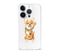 Corgi Dog Playing Ukulele Guitar Case Compatible with iPhone 15 15 Air 15 Pro 15 Pro Max Protective Cover