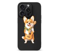 Corgi Dog Playing Ukulele Guitar Case Compatible with iPhone 15 15 Air 15 Pro 15 Pro Max Protective Cover