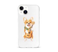 Corgi Dog Playing Ukulele Guitar Case Compatible with iPhone 15 15 Air 15 Pro 15 Pro Max Protective Cover