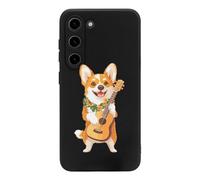 Corgi Dog Playing Ukulele Guitar Hard Case Compatible with Galaxy S23 S23 Plus S23 Ultra TPU Cover for Men Women