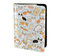 Corgi Dog Printing Cowhide Passport Holder,Passport Cover,Travel Card Cover Case For Men Women,Documents Protector, Black, One Size