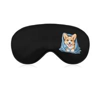 Corgi Dog Puppy with Blue Blanket Comfortable Sleep Eye Mask Soft Covers for Sleeping with Adjustable Strap
