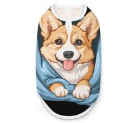 Corgi Dog Puppy with Blue Blanket Dog And Cat Clothes Pet Summer Sleeveless T Shirt Basic Vest S