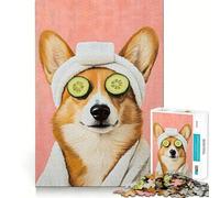 Corgi Dog Spa Day Jigsaw Puzzles 1000 Piece for Teenagers Brain Think, Smooth Connection, Real Challenge, Festive Gift (38x26cm)