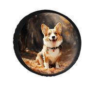 Corgi Dog Spare Tire Cover PVC Leather Spare Wheel Cover Dustproof Waterproof Jeep Tire Cover for 34inch Camper, RV Trailer, Truck, SUV Fit Diameter 28-34 Inch