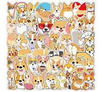 Corgi Dog Stickers 50 Pcs Waterproof Cute Animal Sticker for Laptop Scrapbook Skateboard Water Bottle Car Bike Guitar Notebook Luggage,Vinyl Cartoon Funny Pet Dog Decals for Teens Kids