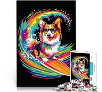 Corgi Dog Surfing2000 Piece teenager Puzzles for Educational Game Challenge Toy Every Piece is Unique - Challenging Family Fun Game 70x100cm