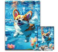 Corgi Dog SwimmingJigsaw Puzzles for Adults 1000 Piece Difficult Puzzles for Adults Perfect Home Or Office Decor Ideal 1000 PCS(75x50cm)