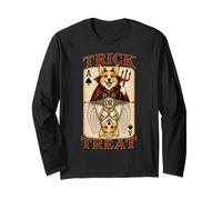 Corgi Dog Trick or Treat Devil Angel Playing Card Player Long Sleeve T-Shirt