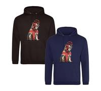 Corgi Dog Union Jack Hoodie, Funny Dog Lovers Corgi Dog British Crown Queen's Elizabeth UK Flag Kids Adults Unisex Hoodie(4XL, Black)