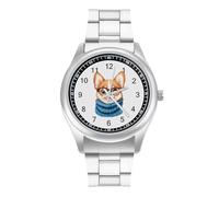 Corgi Dog with Scarf Quartz Watch for Men Stainless Steel Bands Classic Trendy Wristwatches Daily Business