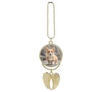 Corgi Dogs Car Hanging Ornament Rear View Mirror Pendant Lucky Presents Hanging Ornament Funny Car Pendant for Office Auto Home Decoration Golden-style