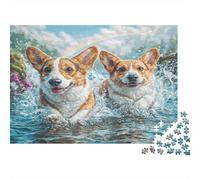 Corgi Dogs Jigsaw Puzzle 1000 Piece Jigsaw Puzzle for Adults Water Play Relaxation Home Decor Gift 38x26cm/1000pcs