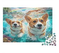 Corgi Dogs Jigsaw Puzzle 1000 Piece Jigsaw Puzzle Paper for Adults Swimming Puzzle Game Home Decor Relaxation 38x26cm/1000pcs