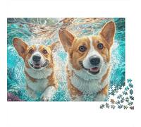 Corgi Dogs Jigsaw Puzzle for Adults 1000 Piece Jigsaw Puzzle Swimming Water Relaxation Gift Home Decor 38x26cm/1000pcs