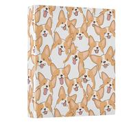 Corgi Dogs Pattern 3 Ring Binder 1.5 Inch Round Ring Binder View Binder Holds 200 Documents for Home School Office Use