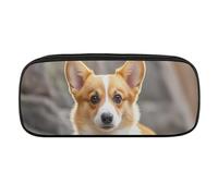 Corgi Dogs Pencil Case Waterproof Leather Pencil Pouch Multi-purpose Aesthetic Makeup Bag Cute Pen Bag Large Cosmetic Bag for Office Stationery, Travel
