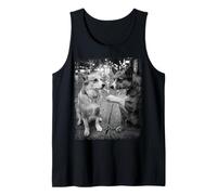 Corgi Dogs Smoking Black White Street Dog Art Tank Top