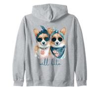 Corgi Dogs Sweet Will Bite Savage Cheeky Cute Humor Zip Hoodie