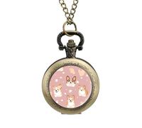 Corgi Dogs Vintage Pocket Watch Alloy Pendant Watches Necklace Gift for Men Women Coppery-Style