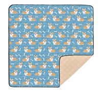Corgi Dogs with Bones Baby Play Mat for Floor, 127x127 CM Playpen Mat,Thicken Soft Non-Slip Tummy Time Mat for Toddlers and Infants