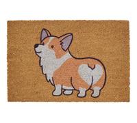 Corgi Doormat, Charming Coir Mat With Adorable Corgi Print And PVC Backing, Durable And Dirt-Scraping Premier Housewares Natural 100cm diameter