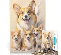 Corgi Family Sketch Adults 1000 Piece Jigsaw Puzzle Decompress Game, Bright Hue, Playful Challenge, Night Fun (50x75cm)
