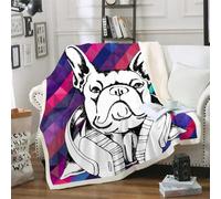Corgi Flannel Blanket Bulldog Throws for Sofas, Soft Cosy Plush Throw, Lightweight Fluffy Blanket for Bed, 3D Print Design Throw Adults Kids Bedroom Decor 80x90inch