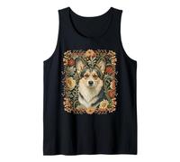 Corgi Floral Art Design, Victorian British Dog Illustration Tank Top