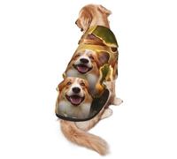 Corgi Floral Flowers Dog Hoodie for Medium Large Dogs, Warm Soft Pet Sweatshirt, Easy to Wear Jumper Clothes
