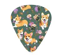 Corgi Floral Flowers Print 12 Pieces Guitar Picks For Guitars And Ukulele, Unique Guitar Present