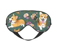 Corgi Floral Flowers Print Comfortable Sleep Eye Mask Men Women Lightweight Travel Nap Meditation Yoga Work