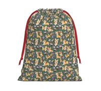 Corgi Floral Flowers Print Drawstring Gift Reusable Pouch Wedding Candy Toys Cards Storage Function Portable