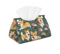 Corgi Floral Flowers Print Tissue Oblong Box Cover Waterproof Organizer For Daily Home Room Office Decor