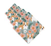 Corgi Floral Flowers Spring Garden Car Air Fresheners Cards 4 Pcs Hanging Fragrance Scented Cards Long-Lasting Car Aromatherapy Tablets for Wardrobe Bathroom Car Interior Mirror Pendant Gifts